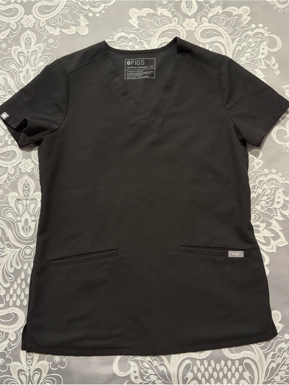 FIGS Casma Scrub Top Shirt Womens XS Black Medical Uniform Nursing Dental Clinic